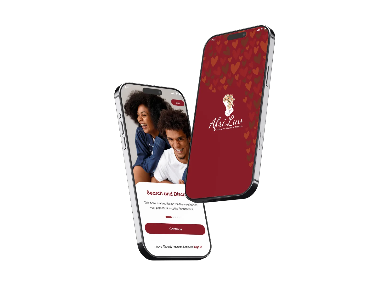 Afri Luv - Dating Application mockup