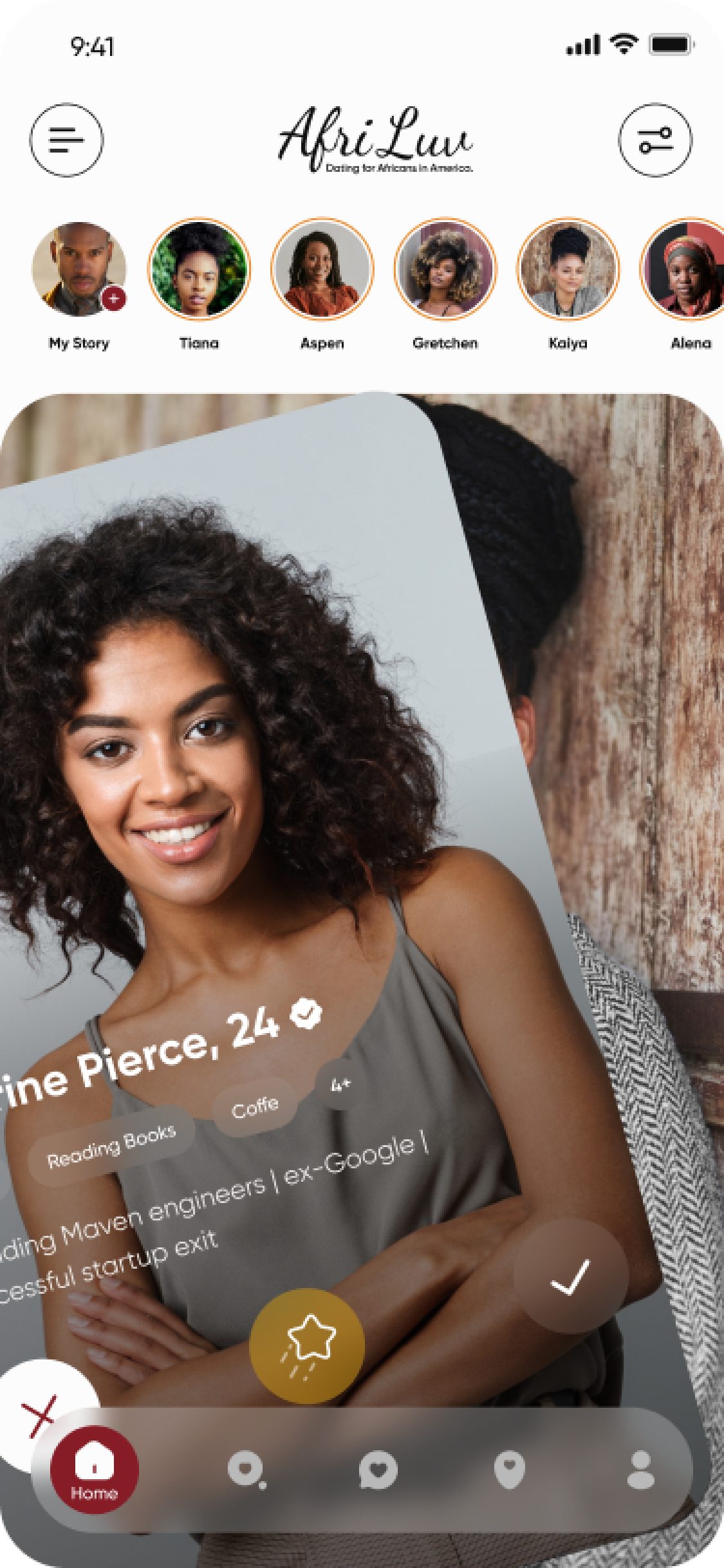 Afri Luv app – Swipe profiles