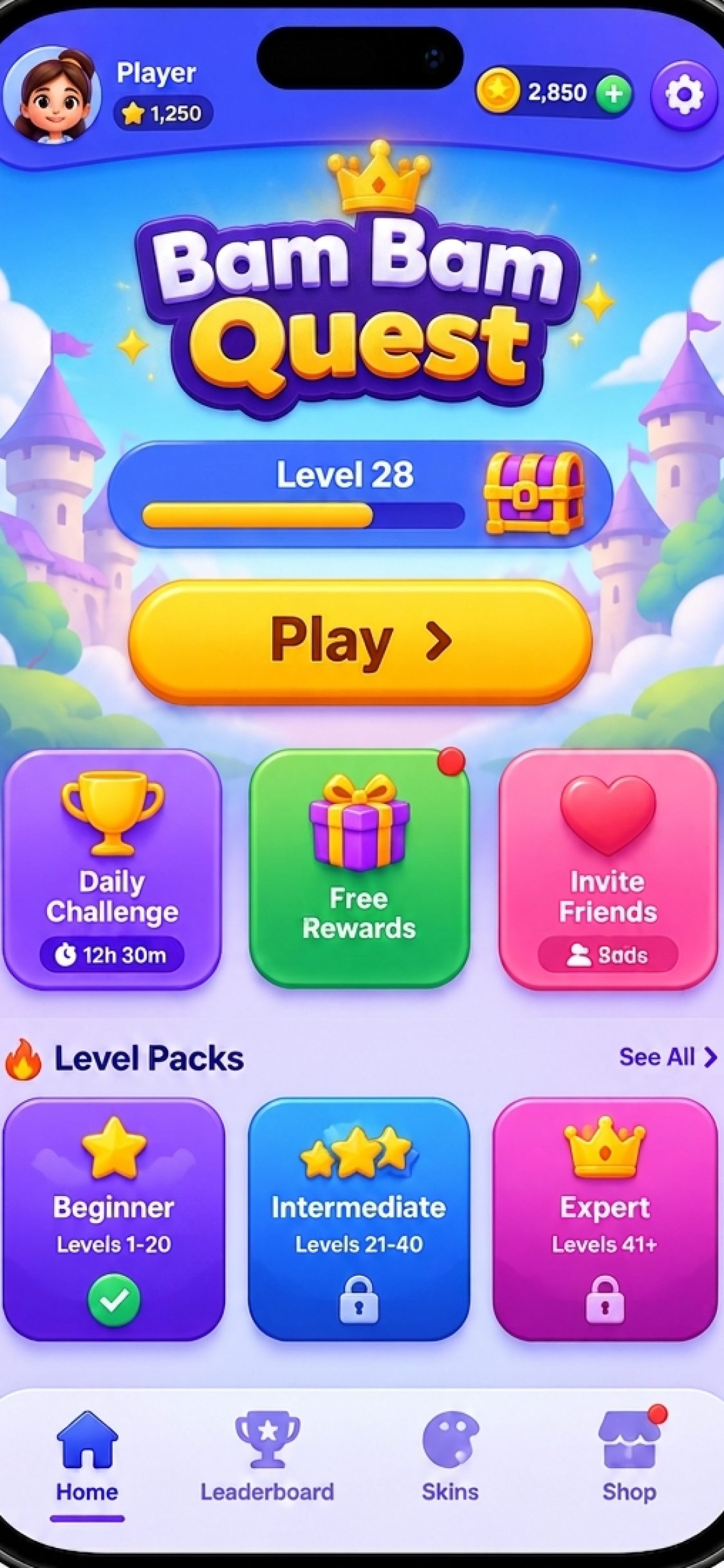 Bam Bam Quest game – Home