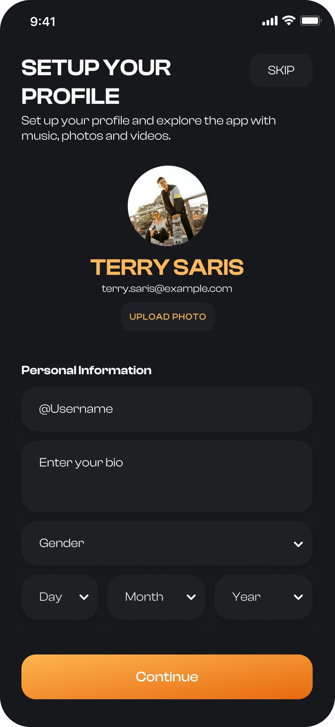 BeatDrop app – Set up your profile