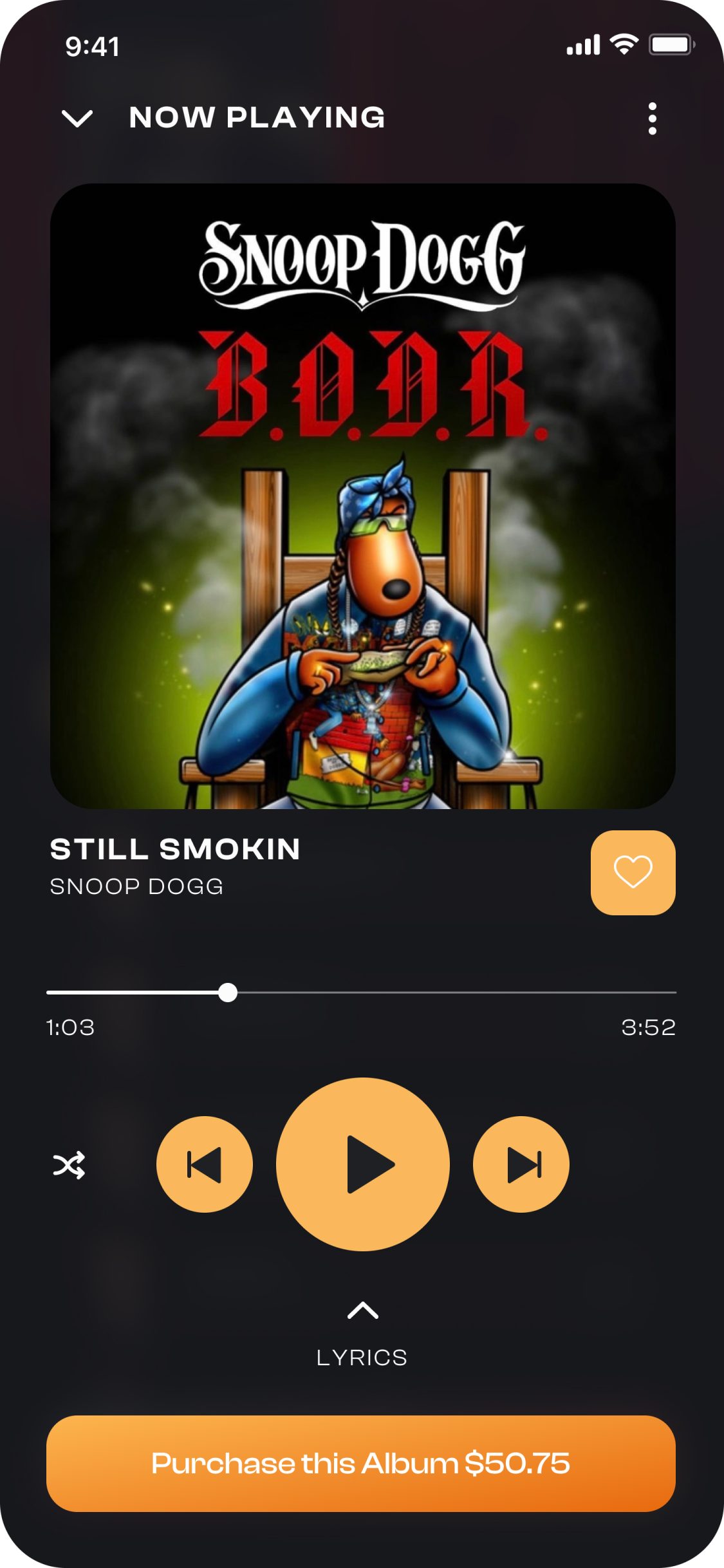 BeatDrop app – Now playing with album purchase