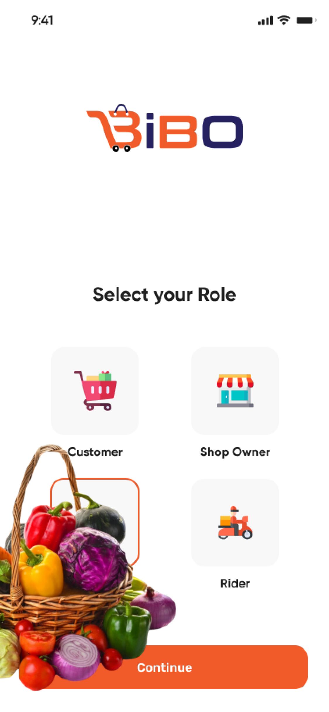Bibo app – Select your role