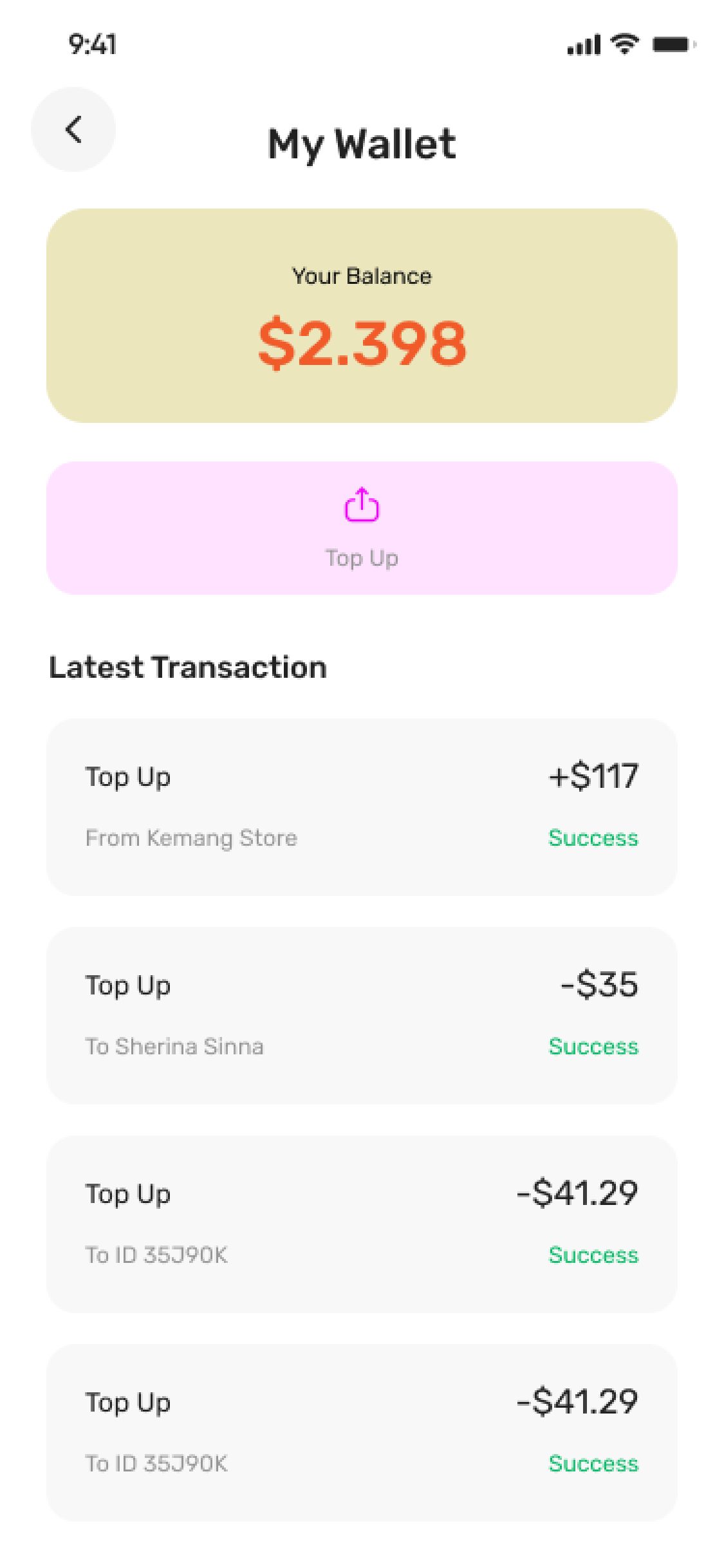 Bibo app – Wallet
