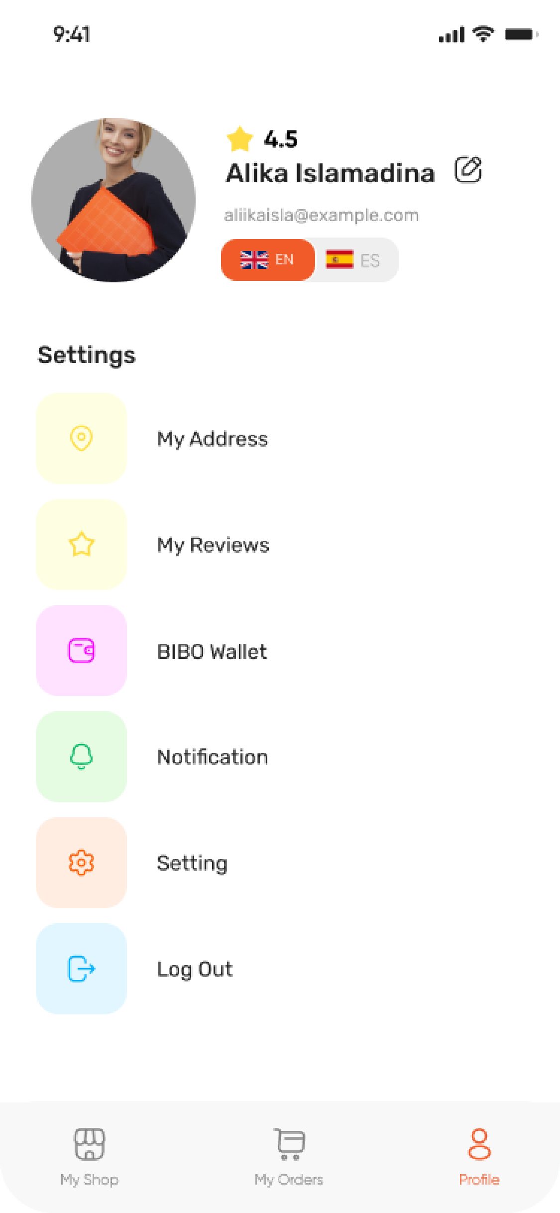 Bibo app – Profile and settings