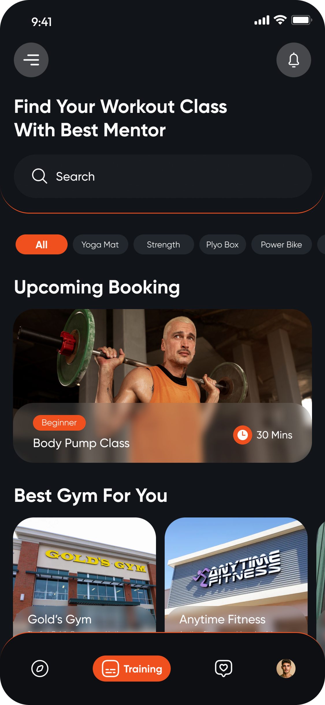 FitNue app – Training classes