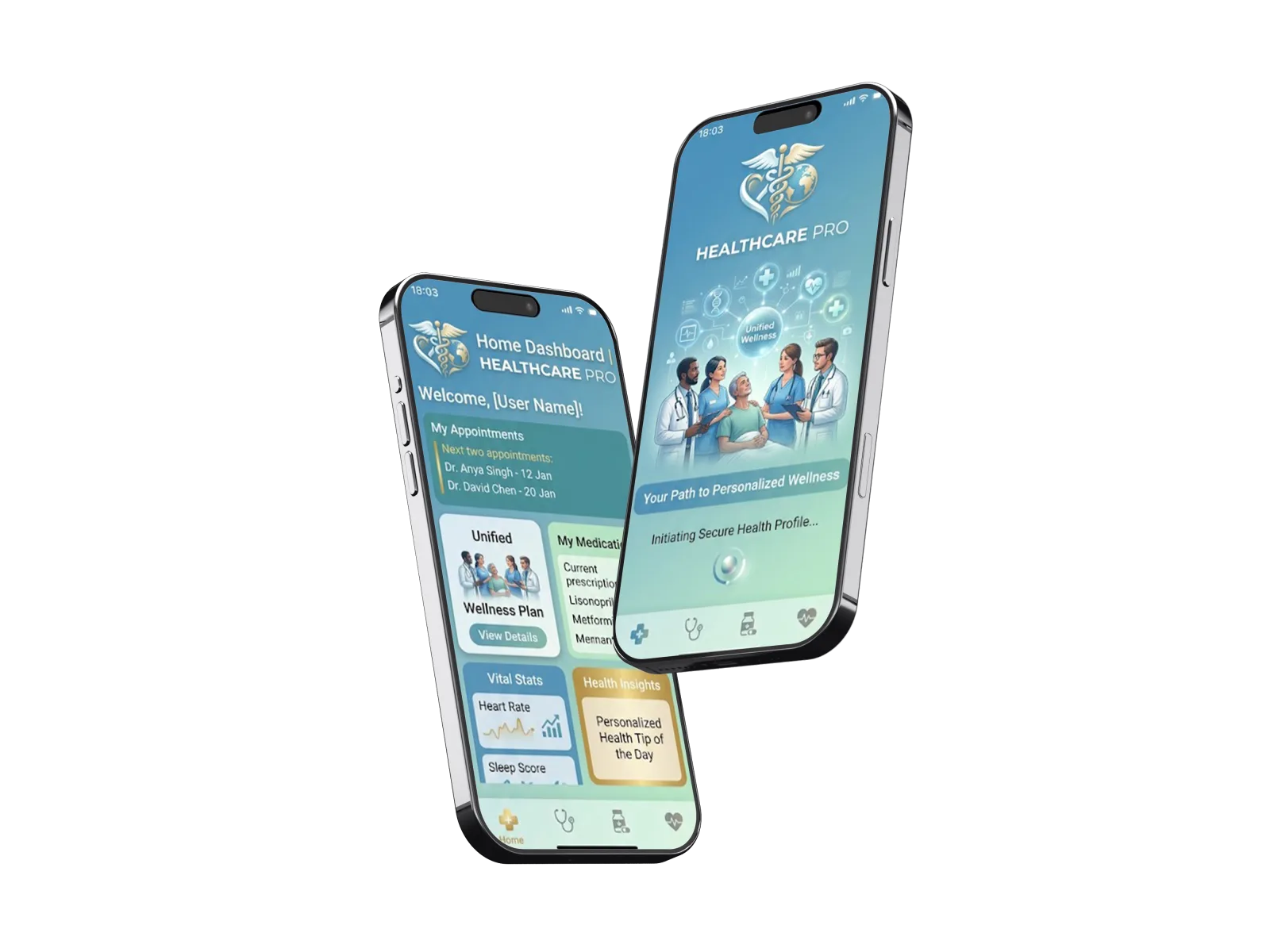 HealthCare Pro app mockup