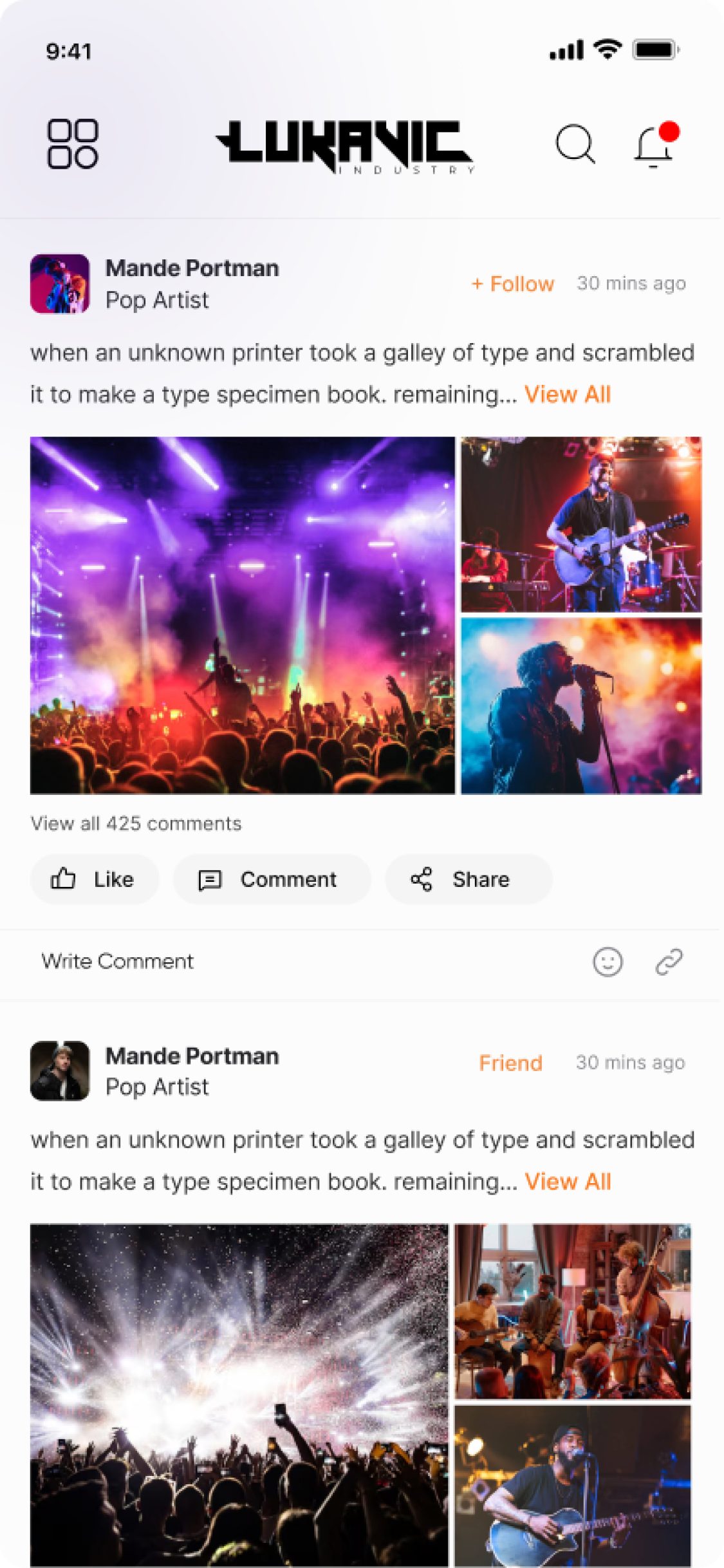 Lukavic app – Social feed