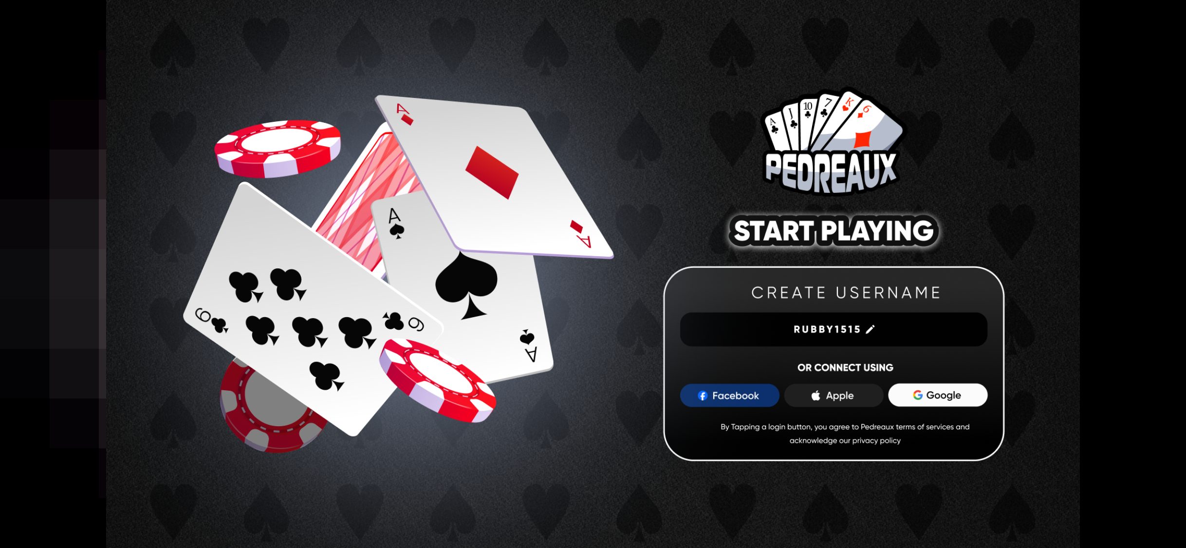 Pedreaux game – Create username