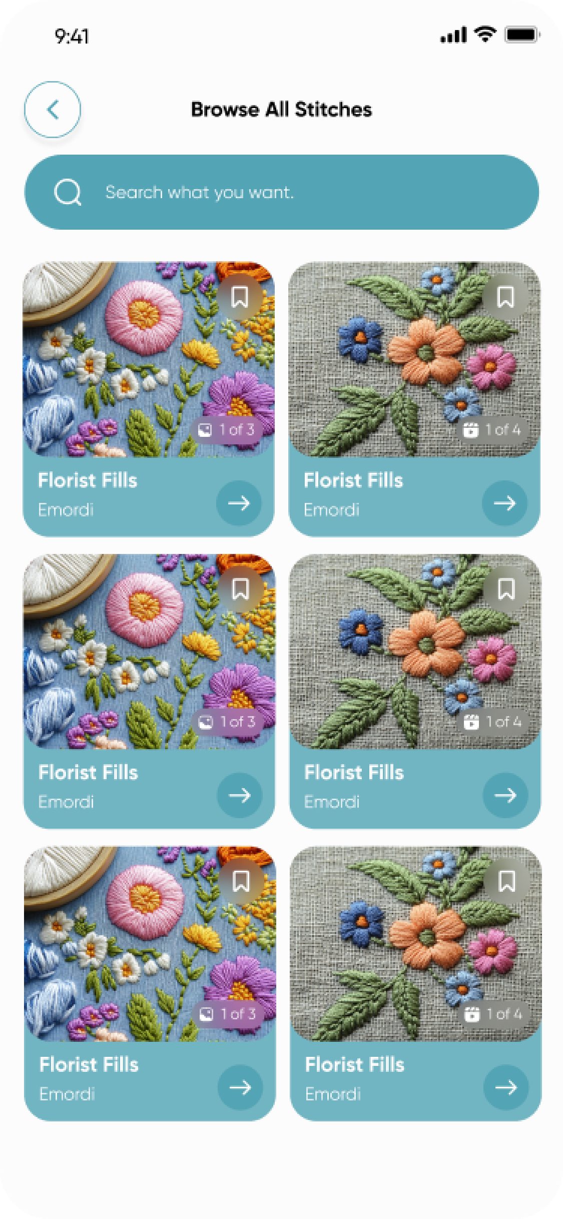 Threads & More app – Browse all stitches