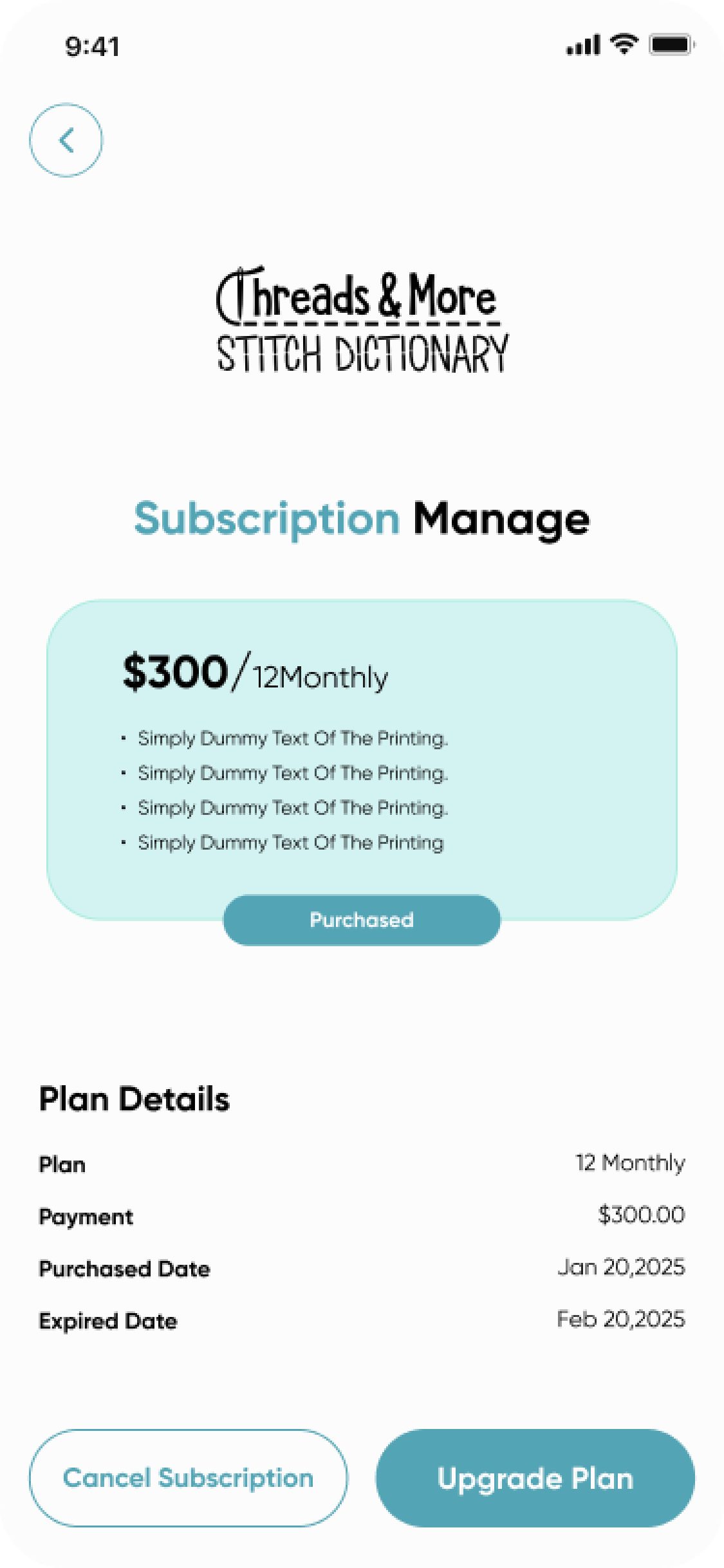 Threads & More app – Manage subscription
